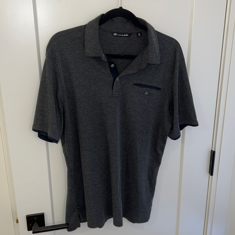 Travis Mathew Classic Gray Single Pocket Polo - Size Medium